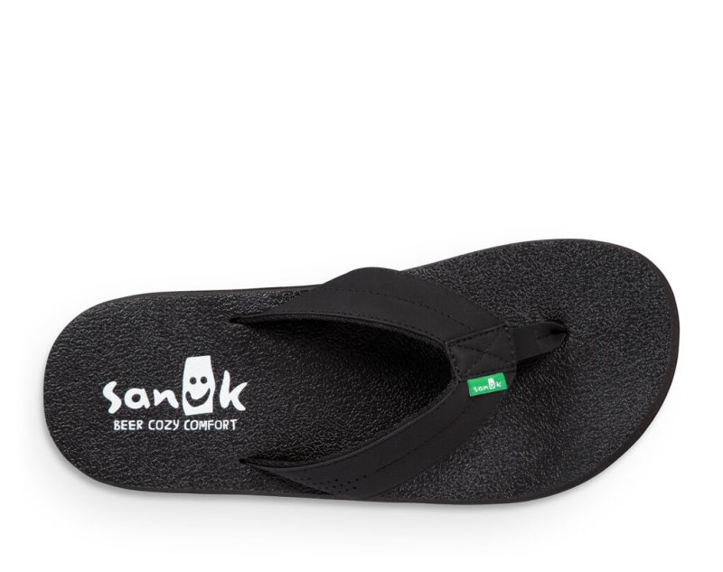 Sanuk Beer Cozy Coaster Flip Flop Herr Svarta | JSOP1304