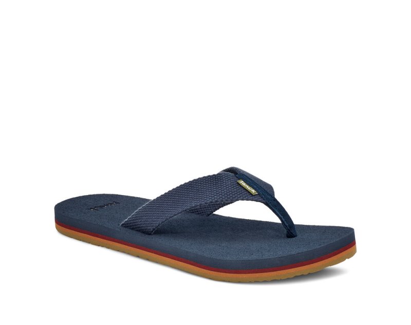 Sanuk Beer Cozy Stacker Webbing Flip Flop Herr Blå | JSOP1311