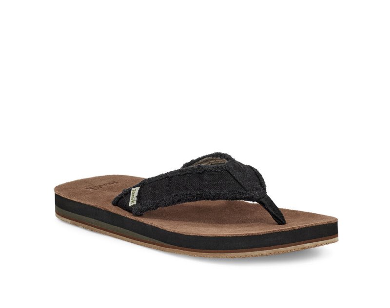 Sanuk Fraid Not Soft Top Eco-Friendly Flip Flop Herr Svarta | JSOP1322