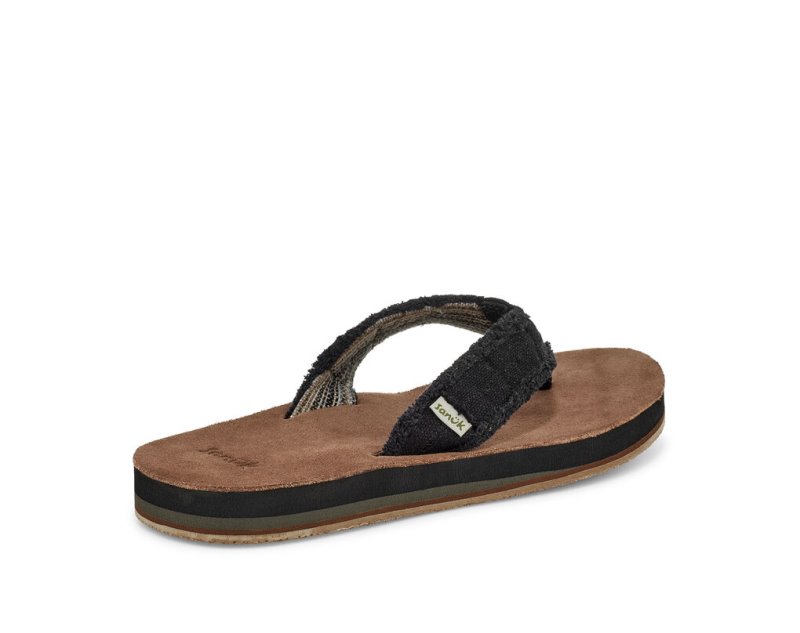 Sanuk Fraid Not Soft Top Eco-Friendly Flip Flop Herr Svarta | JSOP1322