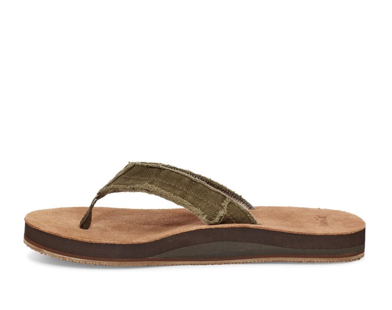 Sanuk Fraid Not Soft Top Eco-Friendly Flip Flop Herr Mörkolivgröna | JSOP1324