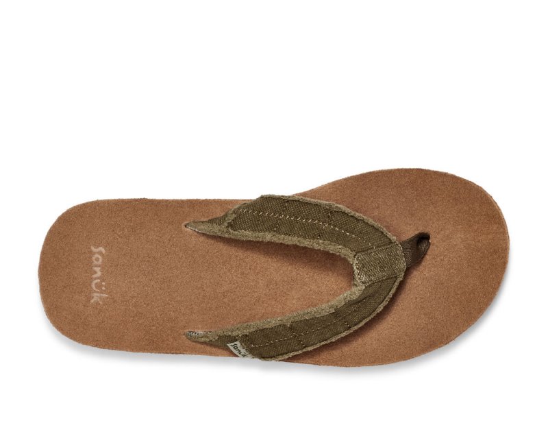 Sanuk Fraid Not Soft Top Eco-Friendly Flip Flop Herr Mörkolivgröna | JSOP1324