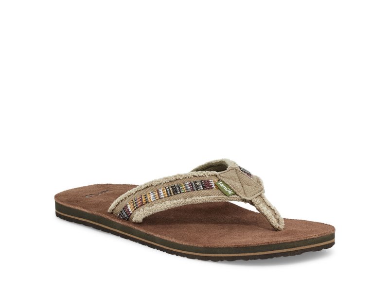 Sanuk Fraid So Eco-Friendly Flip Flop Herr Khaki | JSOP1327