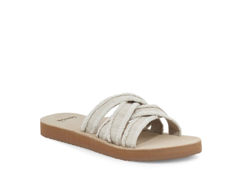 Sanuk Fraidy Badtofflor Sandaler Dam Khaki Beige | JSOP1136