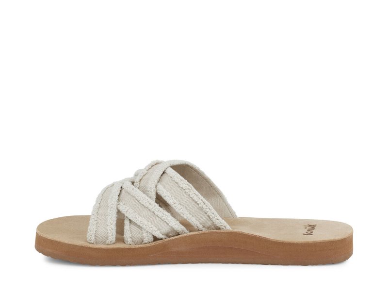 Sanuk Fraidy Badtofflor Sandaler Dam Khaki Beige | JSOP1136