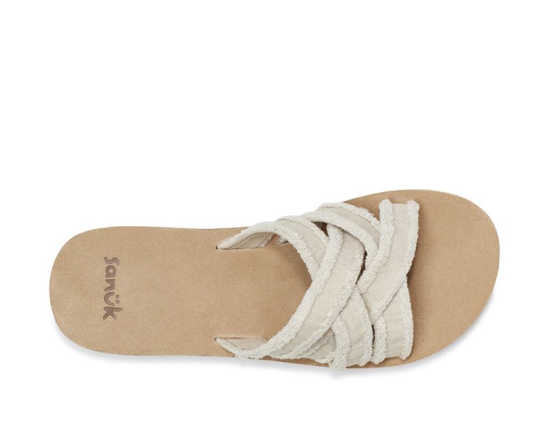 Sanuk Fraidy Badtofflor Sandaler Dam Khaki Beige | JSOP1136