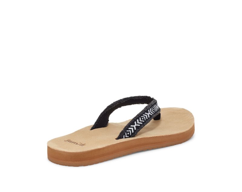 Sanuk Fraidy Tribal Hemp Flip Flop Dam Svarta Vita | JSOP1137