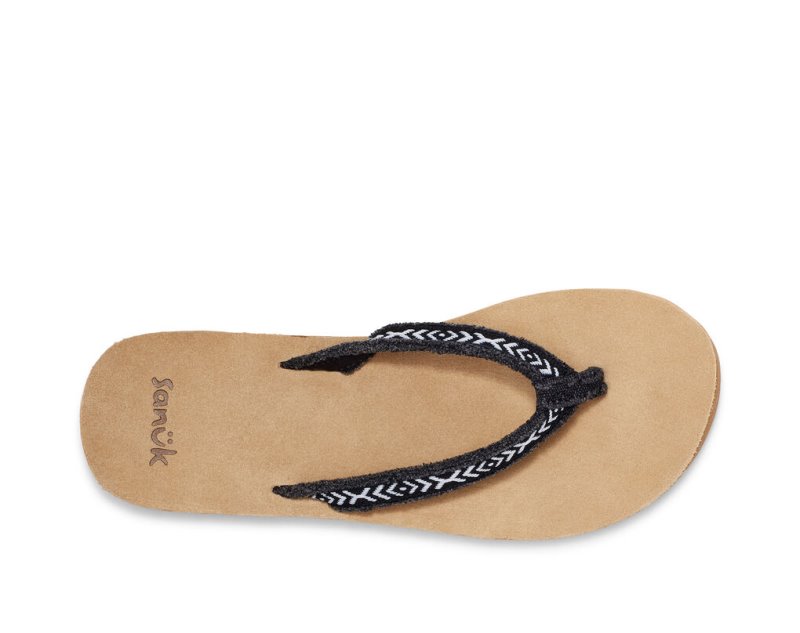 Sanuk Fraidy Tribal Hemp Flip Flop Dam Svarta Vita | JSOP1137