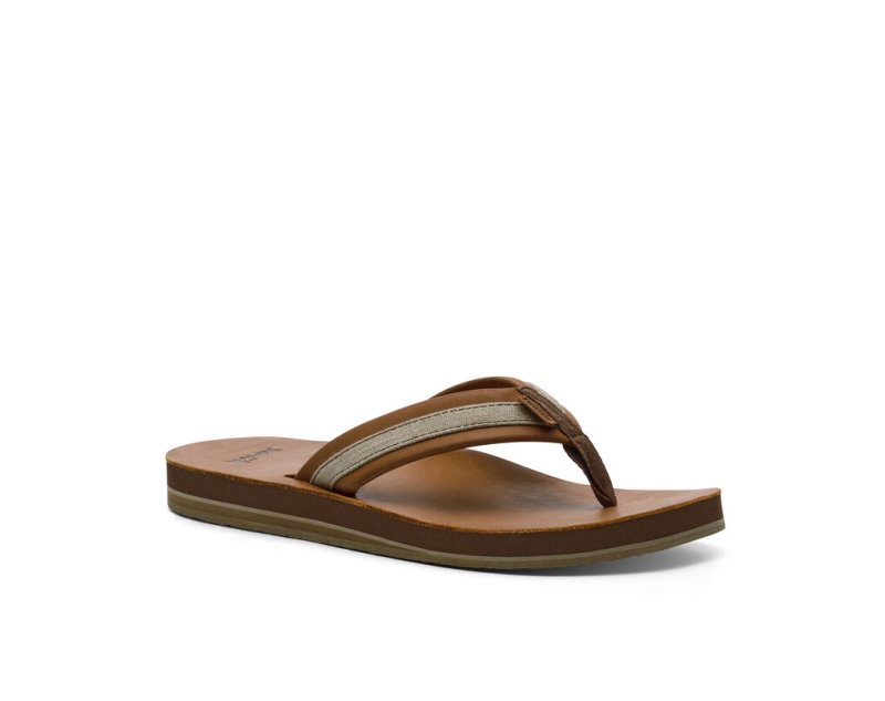 Sanuk Hullsome Läder ST Hemp Flip Flop Herr Bruna | JSOP1335