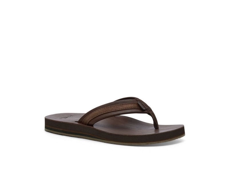 Sanuk Hullsome Läder ST Hemp Flip Flop Herr Mörkbruna | JSOP1336