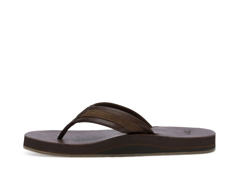 Sanuk Hullsome Läder ST Hemp Flip Flop Herr Mörkbruna | JSOP1336