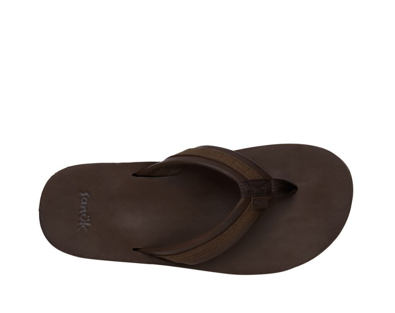 Sanuk Hullsome Läder ST Hemp Flip Flop Herr Mörkbruna | JSOP1336