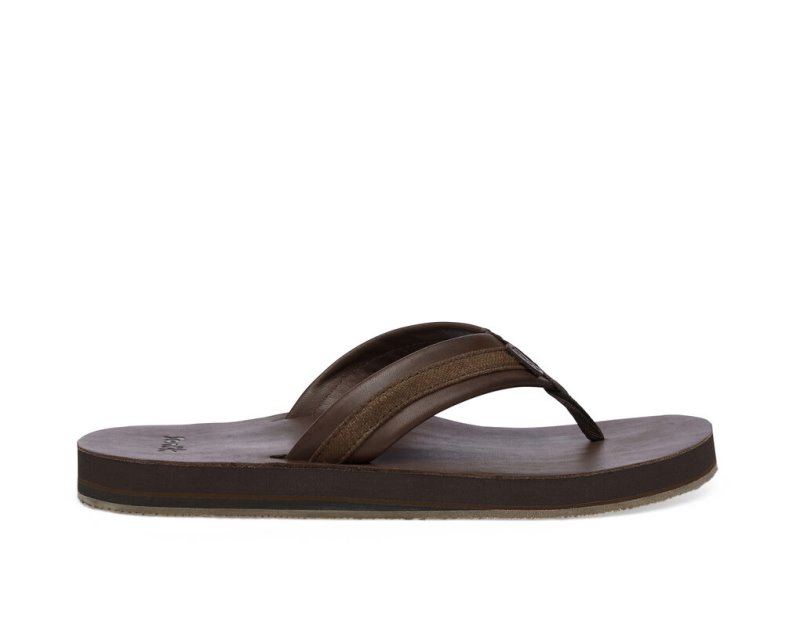 Sanuk Hullsome Läder ST Hemp Flip Flop Herr Mörkbruna | JSOP1336