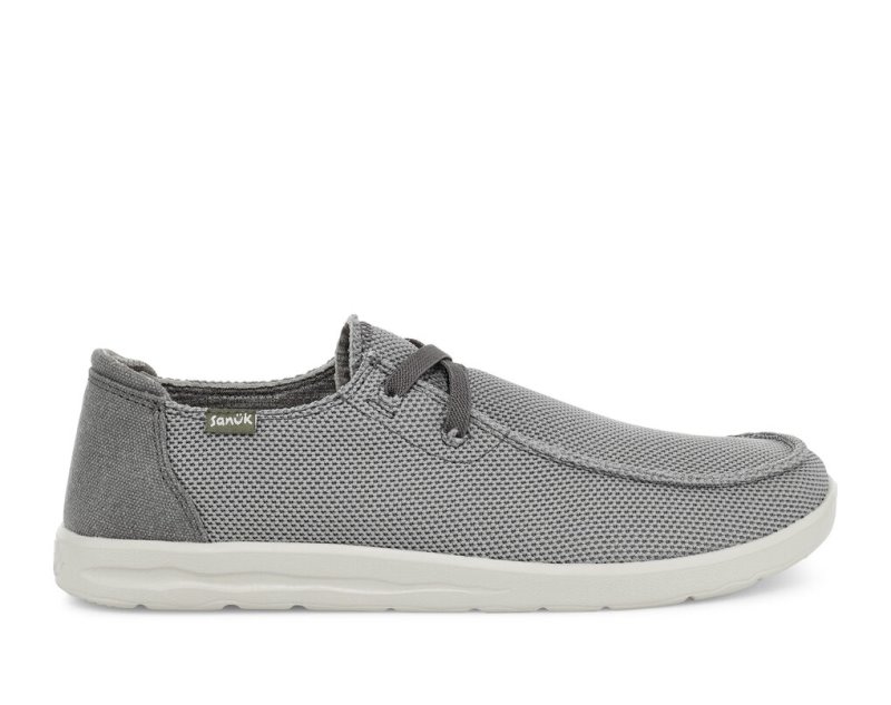 Sanuk Shaka Mesh No-tie Sneakers Herr Grå | JSOP1353