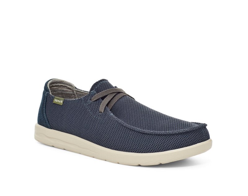 Sanuk Shaka Mesh No-tie Sneakers Herr Marinblå | JSOP1355