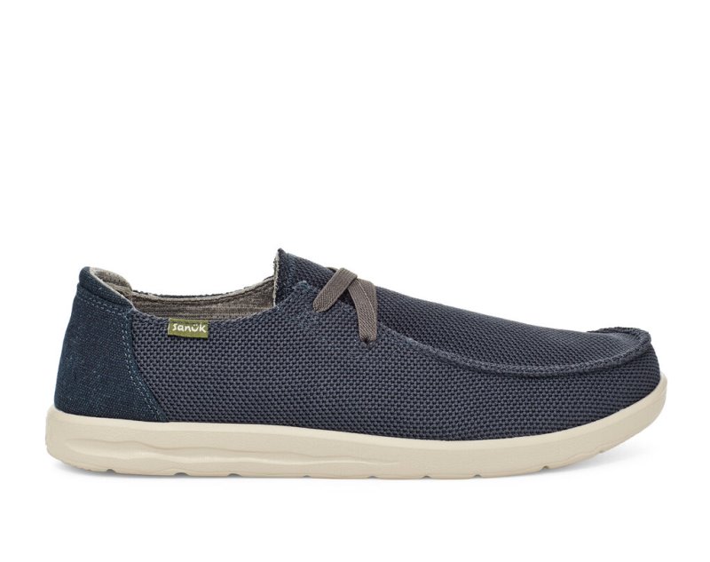 Sanuk Shaka Mesh No-tie Sneakers Herr Marinblå | JSOP1356