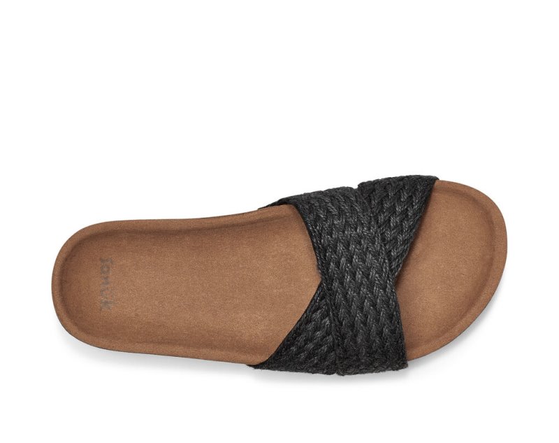 Sanuk She Cruzy Jute Veganska Badtofflor Sandaler Dam Svarta | JSOP1173