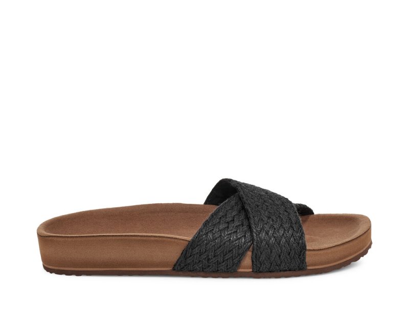 Sanuk She Cruzy Jute Veganska Badtofflor Sandaler Dam Svarta | JSOP1173