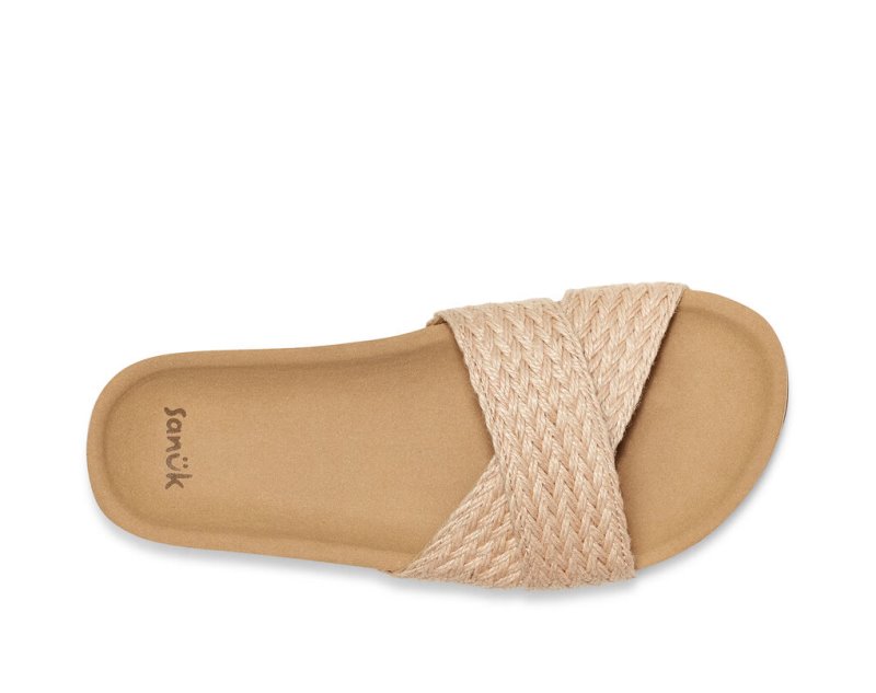 Sanuk She Cruzy Jute Veganska Badtofflor Sandaler Dam Khaki | JSOP1175