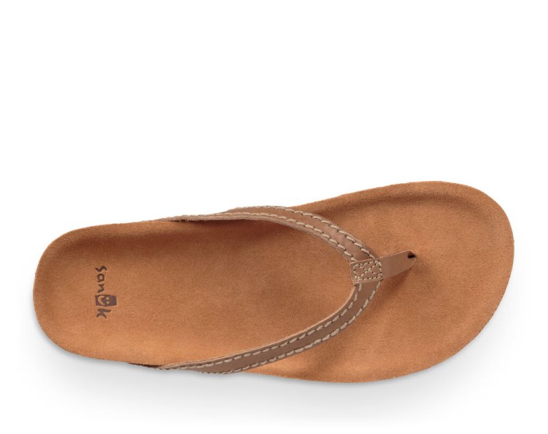 Sanuk She Loungey Läder Flip Flop Dam Bruna | JSOP1177