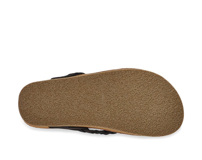 Sanuk She Loungy Braid Läder Flip Flop Dam Svarta | JSOP1179