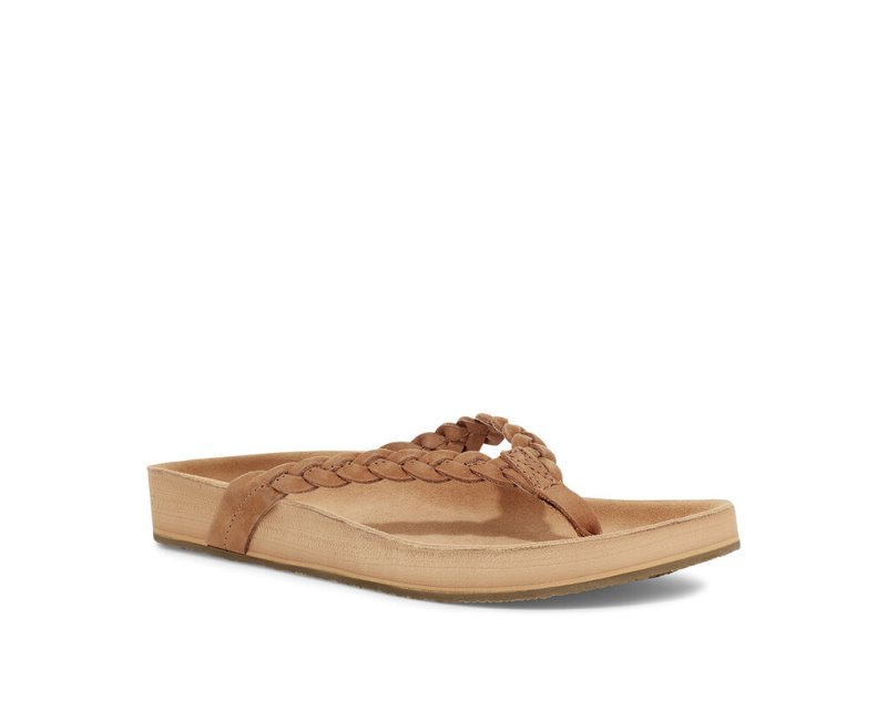 Sanuk She Loungy Braid Läder Flip Flop Dam Bruna | JSOP1180