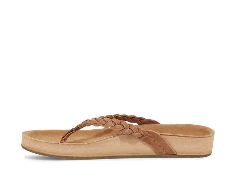 Sanuk She Loungy Braid Läder Flip Flop Dam Bruna | JSOP1180