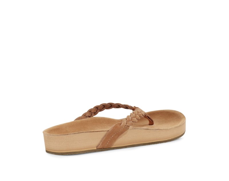 Sanuk She Loungy Braid Läder Flip Flop Dam Bruna | JSOP1180