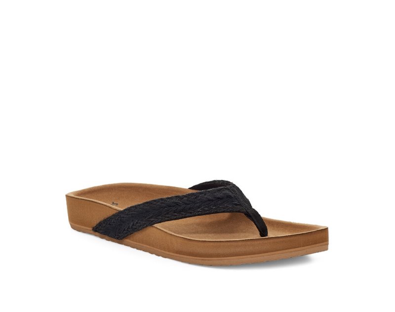 Sanuk She Loungy Hemp Sandaler Dam Svarta | JSOP1181