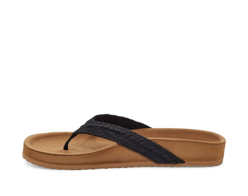 Sanuk She Loungy Hemp Sandaler Dam Svarta | JSOP1181