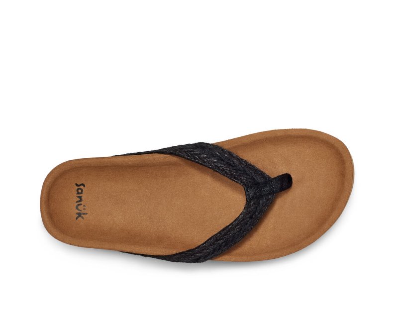 Sanuk She Loungy Hemp Sandaler Dam Svarta | JSOP1181