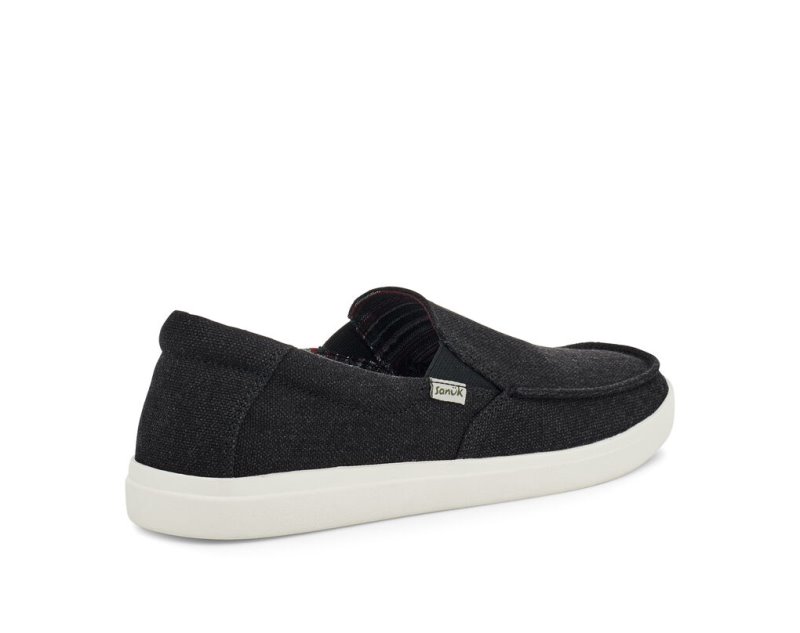 Sanuk Sideline 2 Hemp Slip-on Sneakers Herr Svarta | JSOP1357