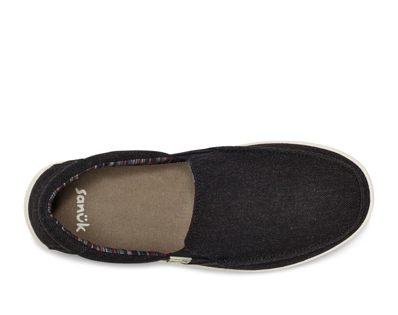 Sanuk Sideline 2 Hemp Slip-on Sneakers Herr Svarta | JSOP1357