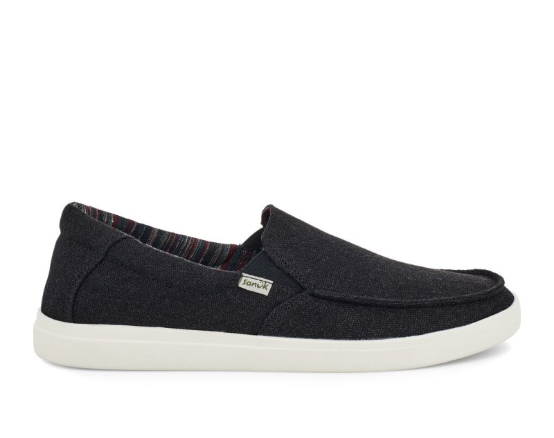 Sanuk Sideline 2 Hemp Slip-on Sneakers Herr Svarta | JSOP1357