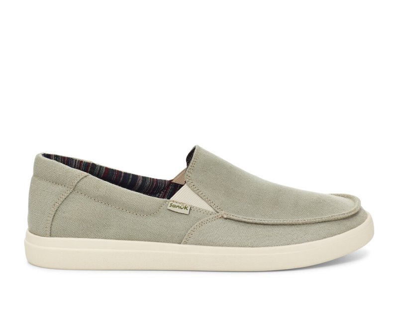 Sanuk Sideline 2 Hemp Slip-on Sneakers Herr Grå | JSOP1359