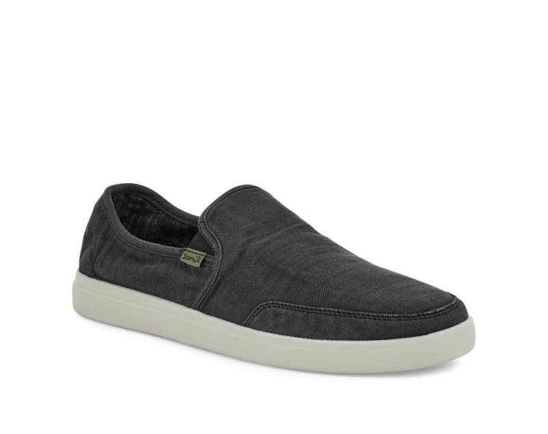 Sanuk Vagabond Slip-On Sneaker Wash Veganska Skor Herr Svarta | JSOP1373