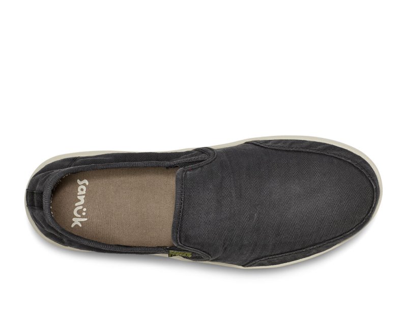 Sanuk Vagabond Slip-On Sneaker Wash Veganska Skor Herr Svarta | JSOP1373