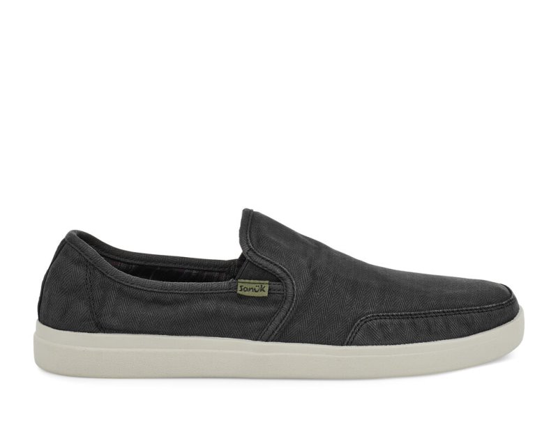 Sanuk Vagabond Slip-On Sneaker Wash Veganska Skor Herr Svarta | JSOP1373