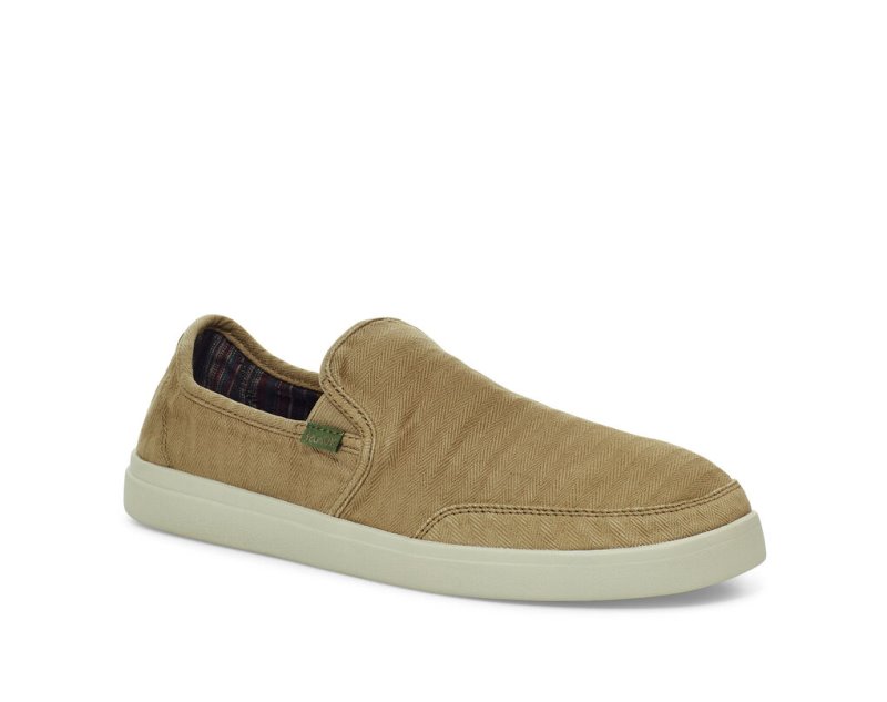 Sanuk Vagabond Slip-On Sneaker Wash Veganska Skor Herr Khaki | JSOP1375