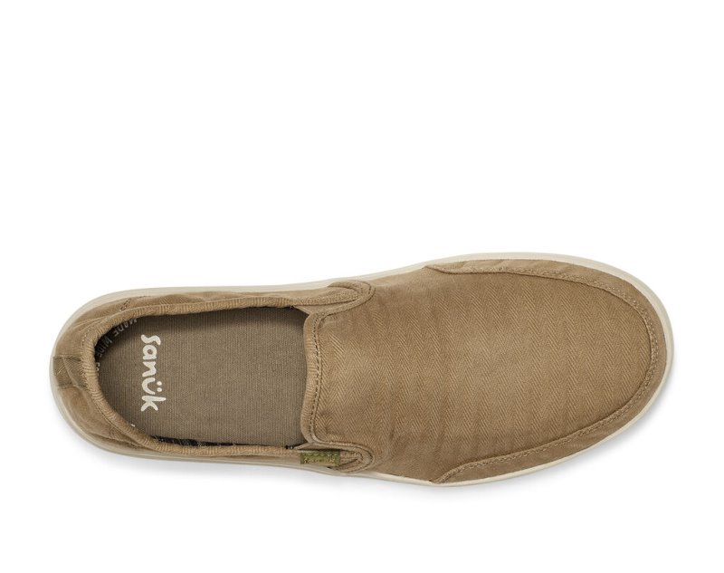 Sanuk Vagabond Slip-On Sneaker Wash Veganska Skor Herr Khaki | JSOP1375