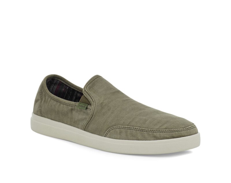 Sanuk Vagabond Slip-On Sneaker Wash Veganska Skor Herr Olivgröna | JSOP1377