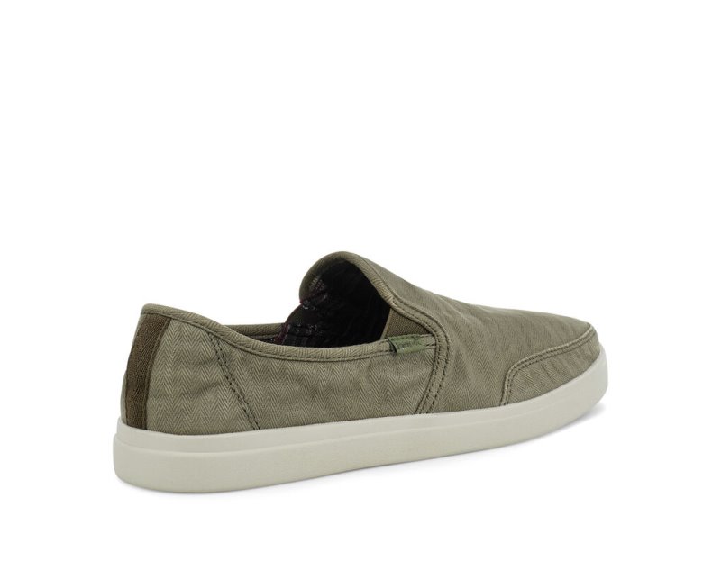 Sanuk Vagabond Slip-On Sneaker Wash Veganska Skor Herr Olivgröna | JSOP1377