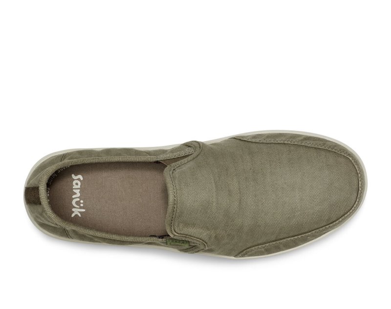 Sanuk Vagabond Slip-On Sneaker Wash Veganska Skor Herr Olivgröna | JSOP1377