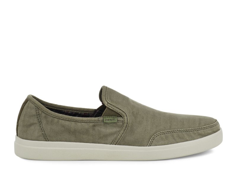 Sanuk Vagabond Slip-On Sneaker Wash Veganska Skor Herr Olivgröna | JSOP1378