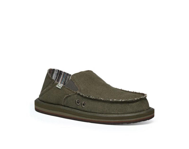 Sanuk Vagabond Soft Top Hemp Collapsible Heel Skor Herr Olivgröna | JSOP1385