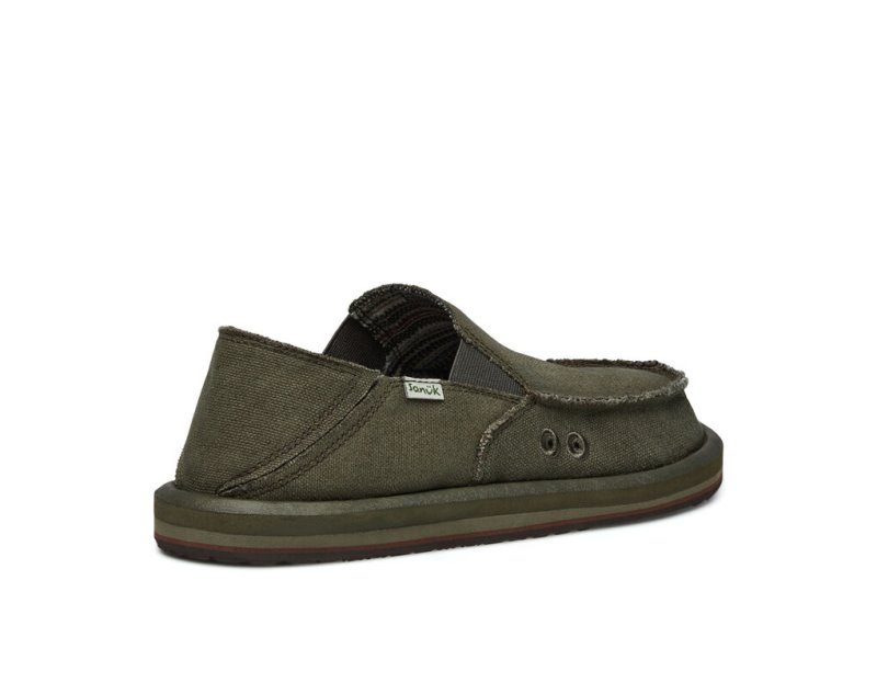 Sanuk Vagabond Soft Top Hemp Collapsible Heel Skor Herr Olivgröna | JSOP1385