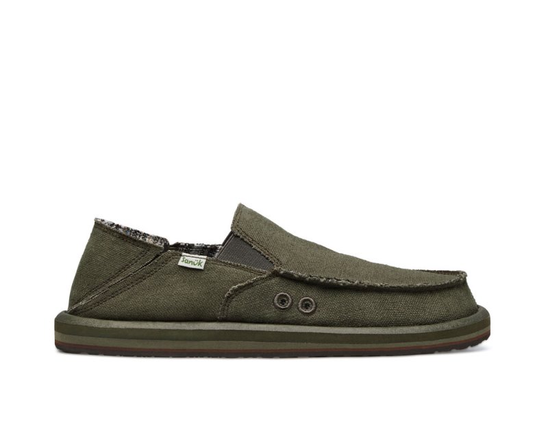 Sanuk Vagabond Soft Top Hemp Collapsible Heel Skor Herr Olivgröna | JSOP1385