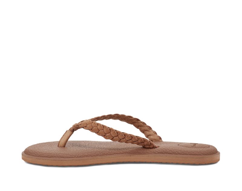 Sanuk Yoga Braid Läder Flip Flop Dam Bruna | JSOP1197