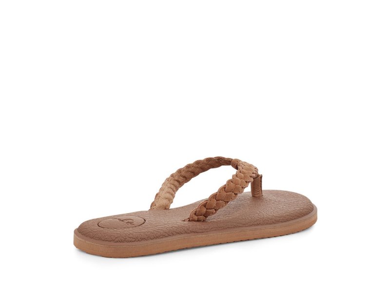 Sanuk Yoga Braid Läder Flip Flop Dam Bruna | JSOP1197