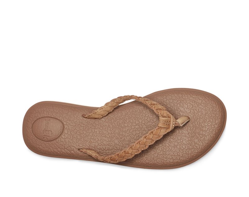 Sanuk Yoga Braid Läder Flip Flop Dam Bruna | JSOP1197